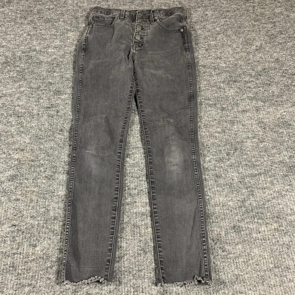 Madewell Jeans Womens 27 Gray Skinny High Rise Fringe Distressed Comfort 28x27